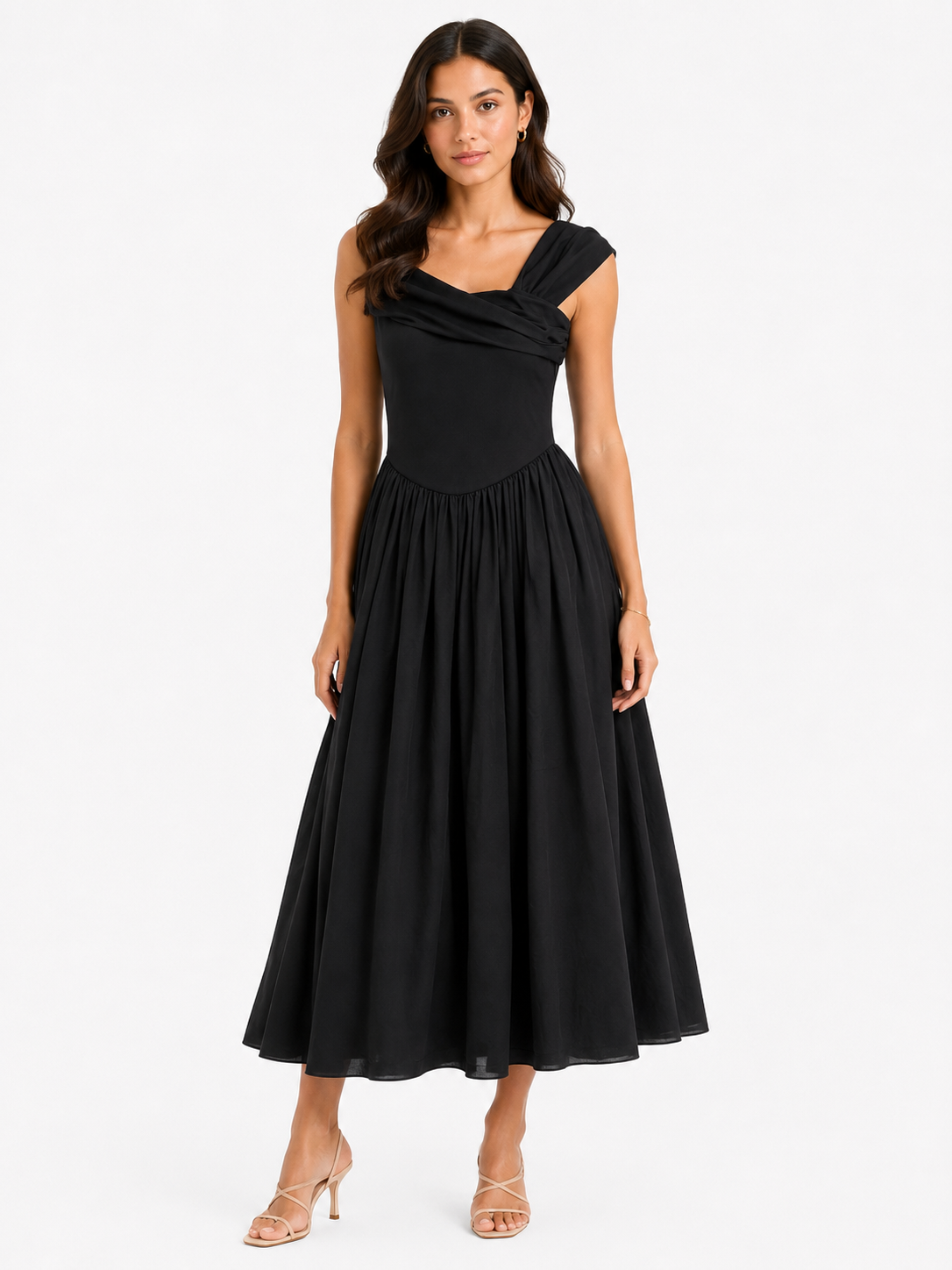 Women’s Black Cowl-Neck Sleeveless Mini Dress