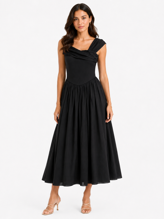 Women’s Black Cowl-Neck Sleeveless Mini Dress