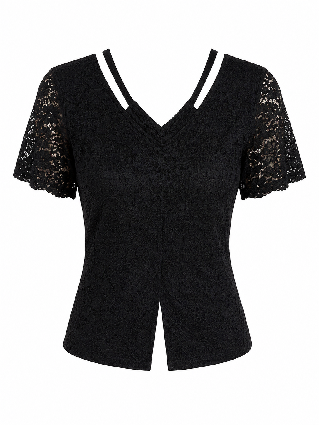 Midnight double-strap lace top