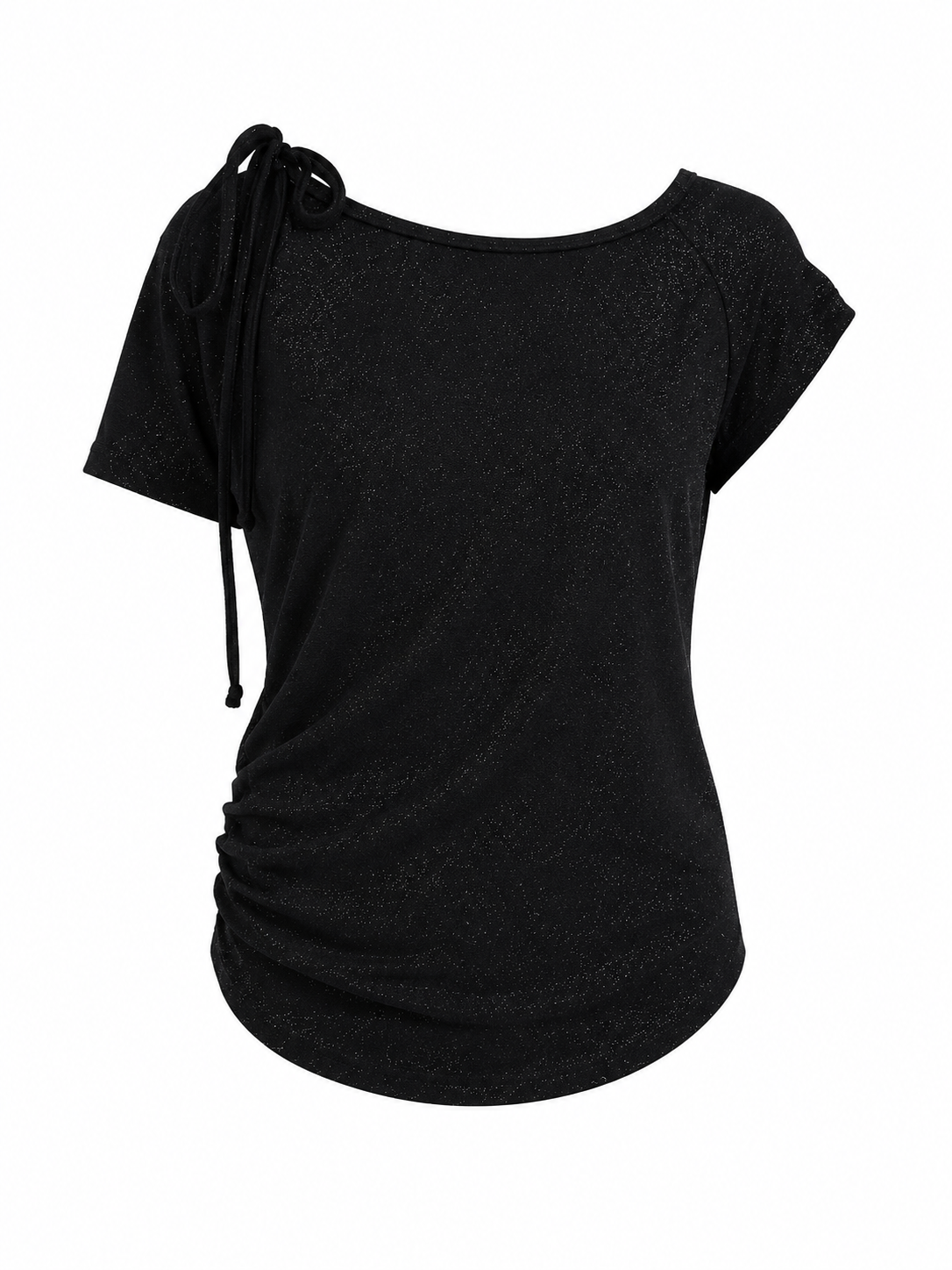 Midnight sparkle ruched tie-shoulder top