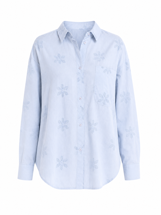 Sky blue embroidered shirt