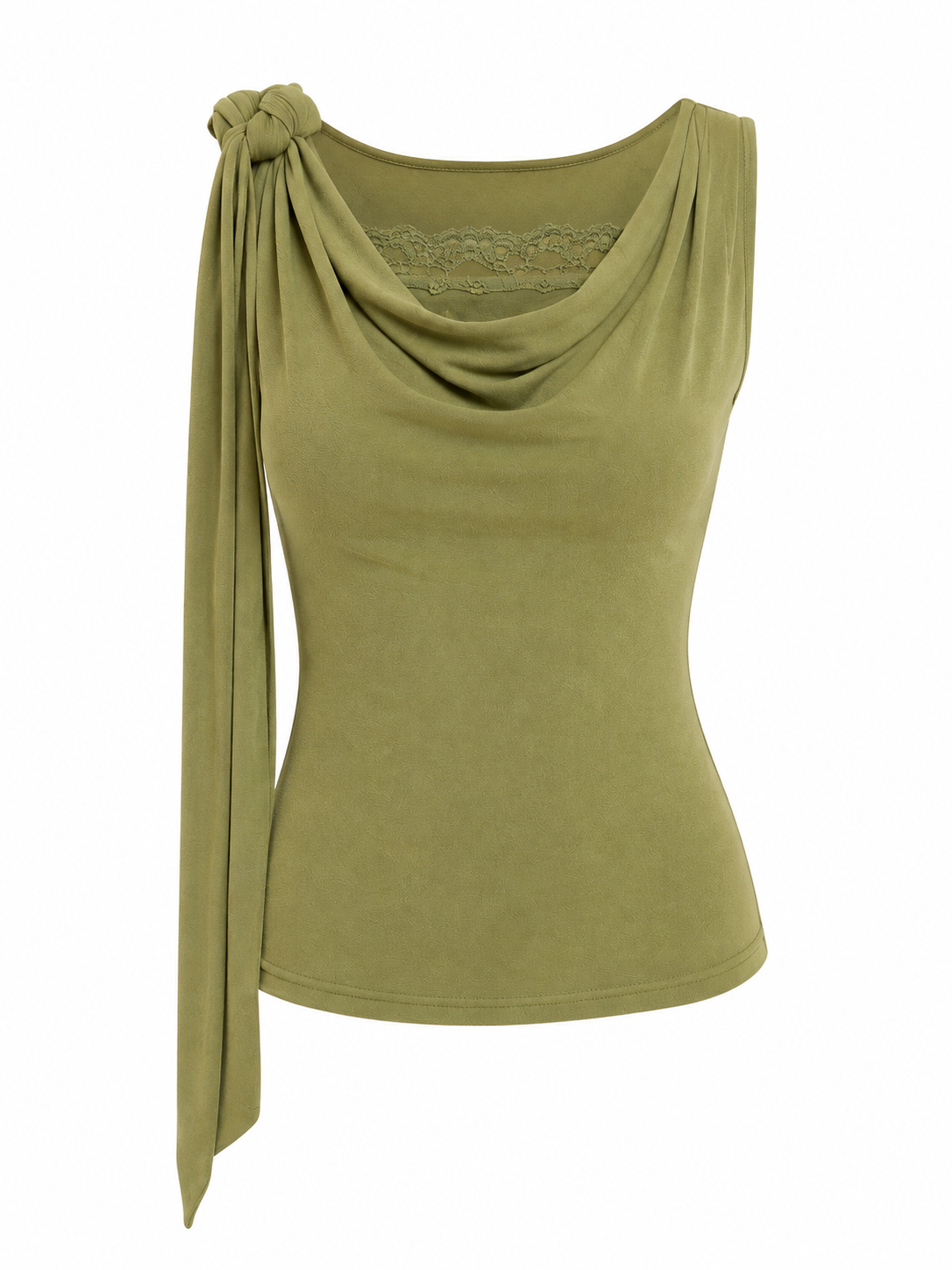 Olive grace draped lace top