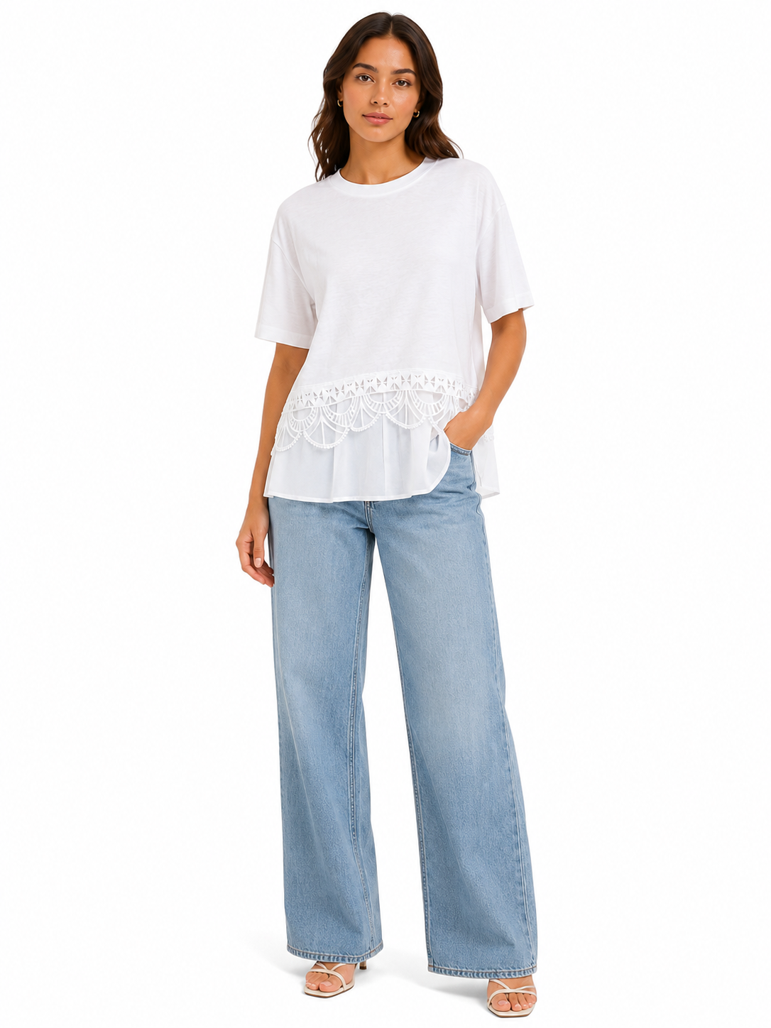 Ivory lace hem t-shirt