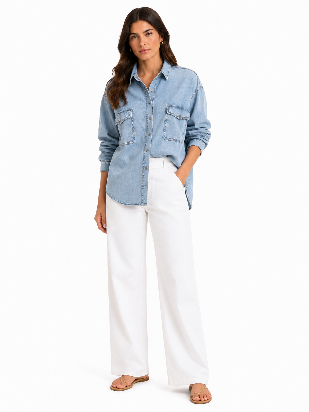 Sky blue oversized denim shirt